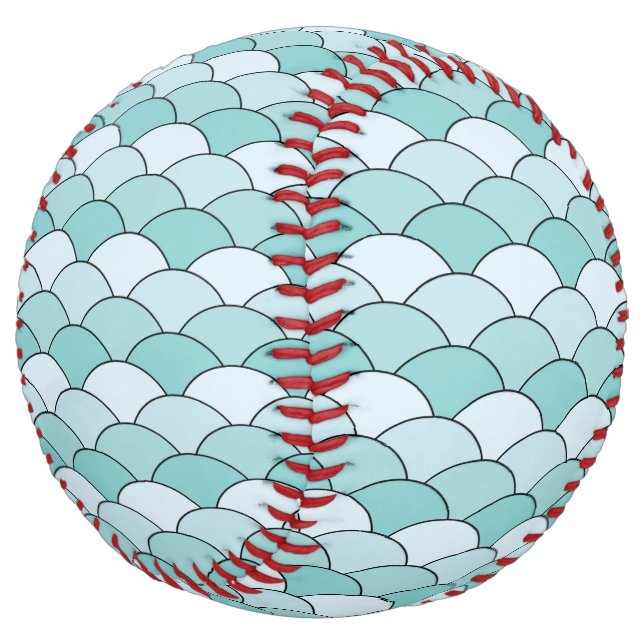 Dragon Scales, Fans, Waves, Seigaiha, Blue Softball (Angled)