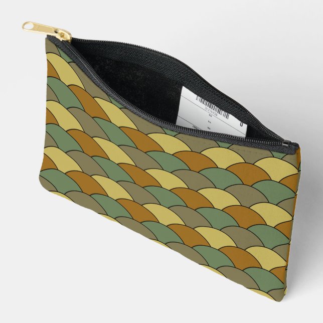 Dragon Scales, Fans, Waves, Seigaiha, Camouflage Accessory Pouch (Open)