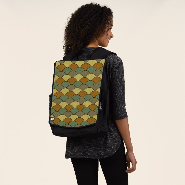 Dragon Scales, Fans, Waves, Seigaiha, Camouflage Backpack (Worn)