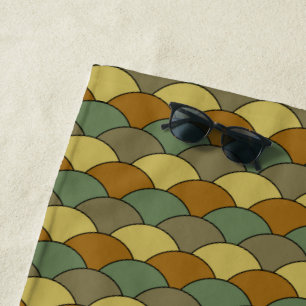 Dragon Scales, Fans, Waves, Seigaiha, Camouflage Beach Towel