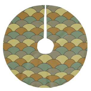Dragon Scales, Fans, Waves, Seigaiha, Camouflage Brushed Polyester Tree Skirt