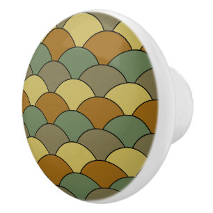 Dragon Scales, Fans, Waves, Seigaiha, Camouflage Ceramic Knob