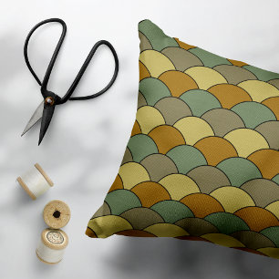 Dragon Scales, Fans, Waves, Seigaiha, Camouflage Decorative Cushion