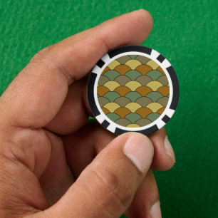 Dragon Scales, Fans, Waves, Seigaiha, Camouflage Poker Chips