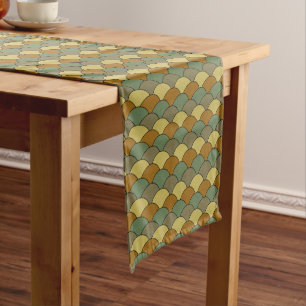 Dragon Scales, Fans, Waves, Seigaiha, Camouflage Short Table Runner