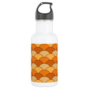 Dragon Scales, Fans, Waves, Seigaiha, Orange 532 Ml Water Bottle
