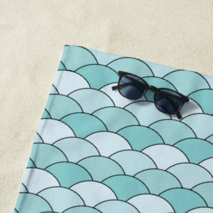 Dragon Scales, Fans, Waves, Seigaiha, Orange Beach Towel