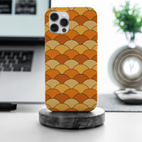 Dragon Scales, Fans, Waves, Seigaiha, Orange