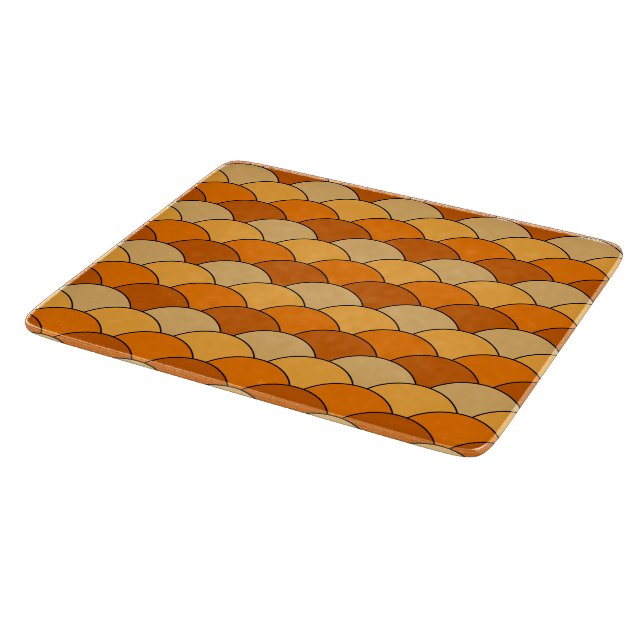 Dragon Scales, Fans, Waves, Seigaiha, Orange Cutting Board (Corner)