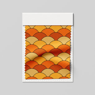 Dragon Scales, Fans, Waves, Seigaiha, Orange Fabric