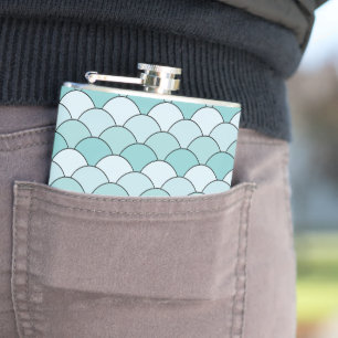 Dragon Scales, Fans, Waves, Seigaiha, Orange Hip Flask