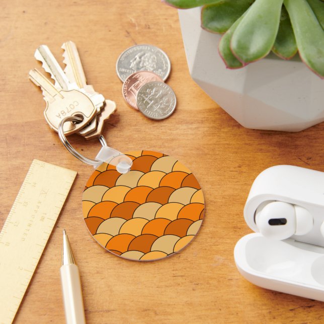 Dragon Scales, Fans, Waves, Seigaiha, Orange Key Ring (Desk)