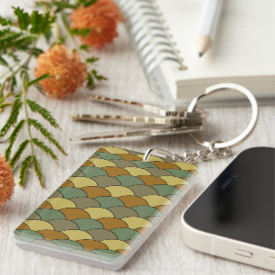 Dragon Scales, Fans, Waves, Seigaiha, Orange Key Ring