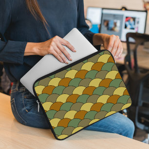 Dragon Scales, Fans, Waves, Seigaiha, Orange Laptop Sleeve