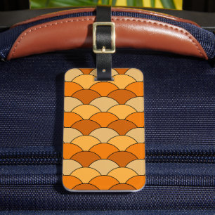 Dragon Scales, Fans, Waves, Seigaiha, Orange Luggage Tag