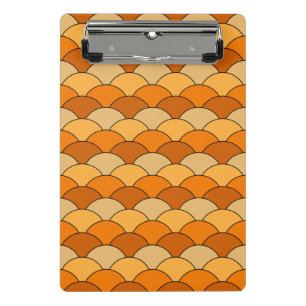 Dragon Scales, Fans, Waves, Seigaiha, Orange Mini Clipboard