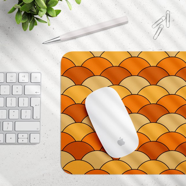Dragon Scales, Fans, Waves, Seigaiha, Orange Mouse Mat (Creator Uploaded)