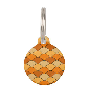 Dragon Scales, Fans, Waves, Seigaiha, Orange Pet Tag
