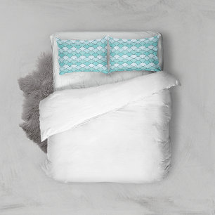 Dragon Scales, Fans, Waves, Seigaiha, Orange Pillowcase