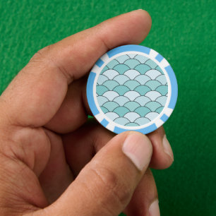 Dragon Scales, Fans, Waves, Seigaiha, Orange Poker Chips