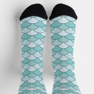 Dragon Scales, Fans, Waves, Seigaiha, Orange Socks