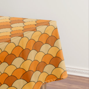 Dragon Scales, Fans, Waves, Seigaiha, Orange Tablecloth