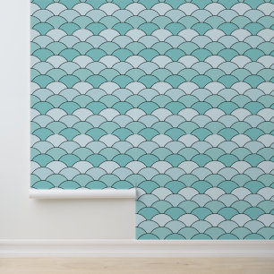 Dragon Scales, Fans, Waves, Seigaiha, Orange Wallpaper