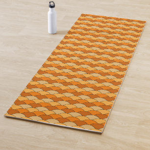 Dragon Scales, Fans, Waves, Seigaiha, Orange Yoga Mat
