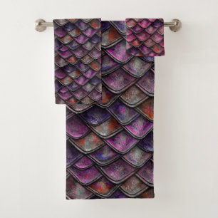 Dragon Scales - Fuchsia Bath Towel Set