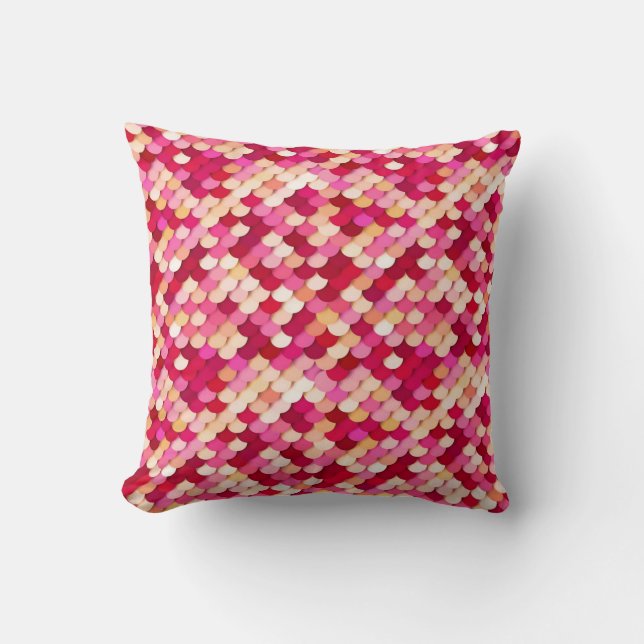 "Dragon Scales" - magenta, hot pink and peach Cushion (Front)