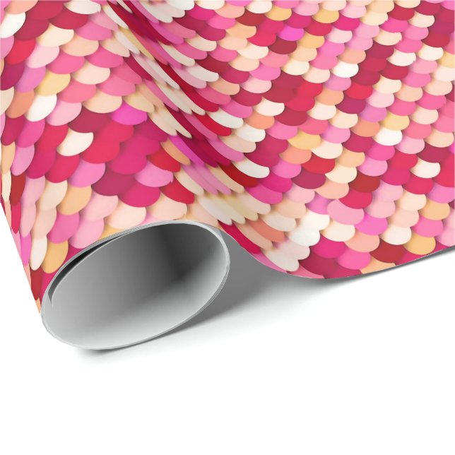 "Dragon Scales" - magenta, hot pink and peach Wrapping Paper (Roll Corner)