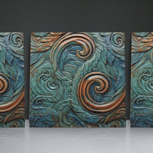 Dragon Scales Victorian Green Organic Patterns Tile