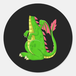 Dragon Shirt Adult Men Women Kids Green Dragon Cos Classic Round Sticker