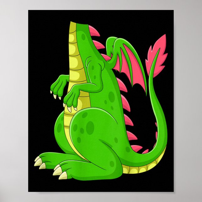 Dragon Shirt Adult Men Women Kids Green Dragon Cos Poster (Front)