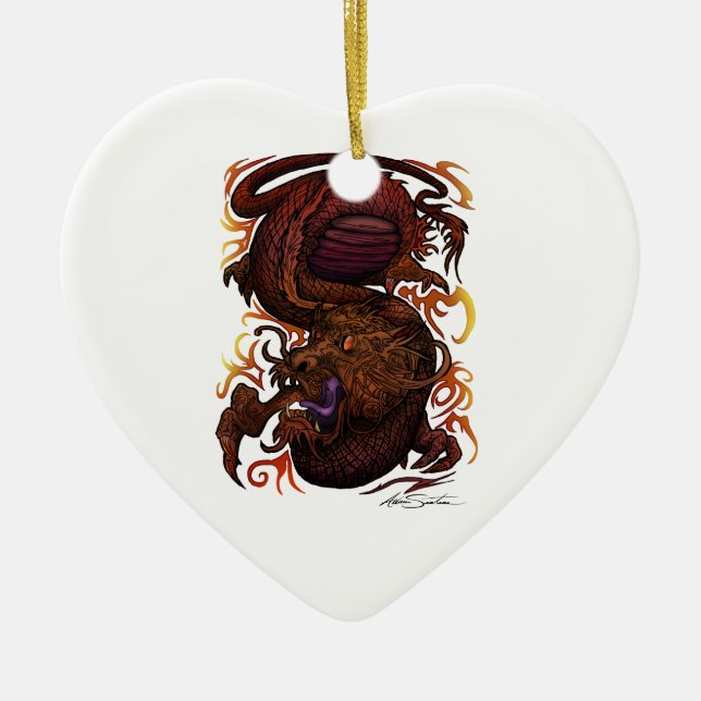 Dragon (Signature Design) Ceramic Tree Decoration (Front)