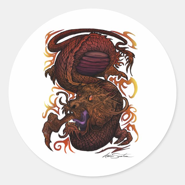 Dragon (Signature Design) Classic Round Sticker (Front)