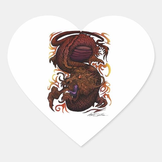 Dragon (Signature Design) Heart Sticker (Front)