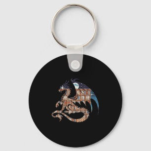 Dragon Silhouette Books Librarian Bookworm Women M Key Ring