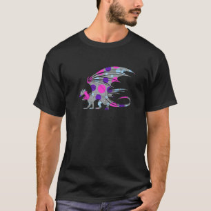 Dragon Silhouette Filled with Purple Pink and Blue T-Shirt