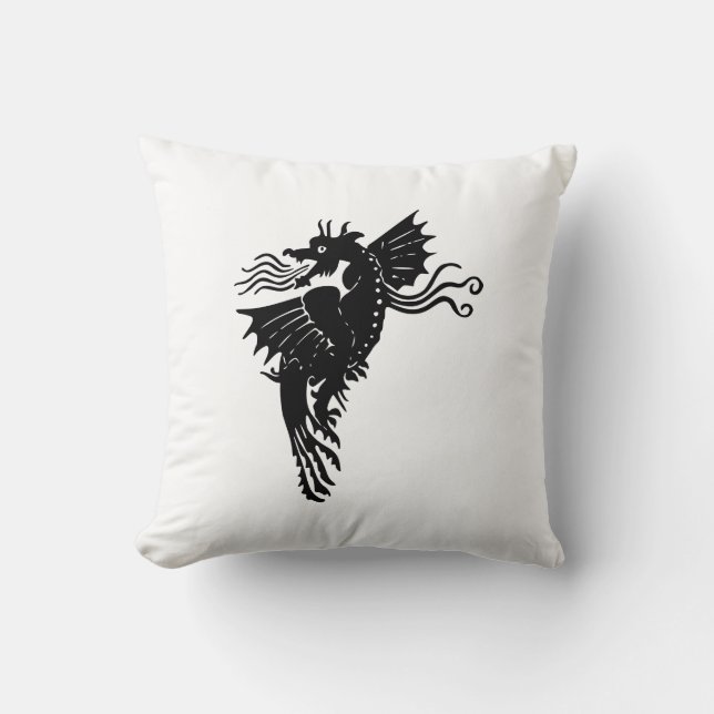 Dragon Silhouette Spirit Animal Totem Emblem Cushion (Front)