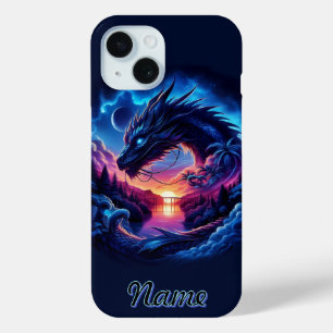 Dragon Silhouetted Against a Vibrant Sunset  iPhone 15 Case