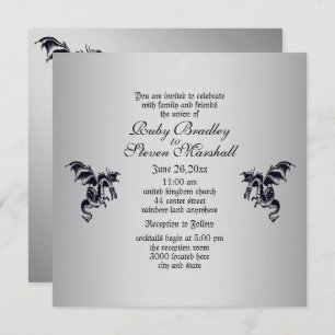 Dragon Silver Wedding Invitation