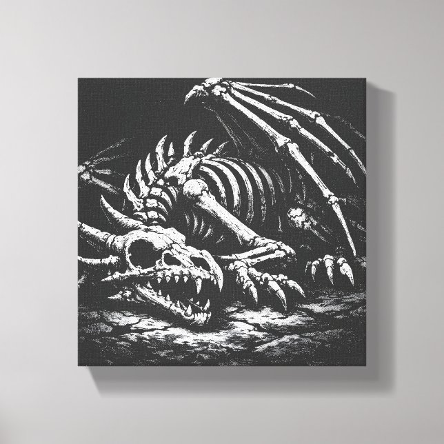 Dragon Skeleton — by BurnsInHell Canvas Print (Front)