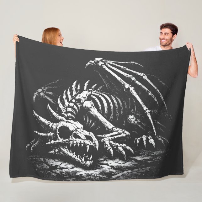 Dragon Skeleton — by BurnsInHell Fleece Blanket (In Situ)