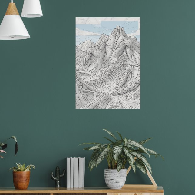Dragon Skeleton Mountain Landscape Fantasy Fine Ar Poster (Living Room 1)