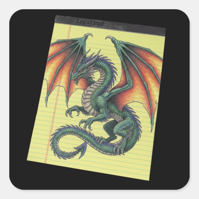 Dragon Sketch Mug Square Sticker (Front)