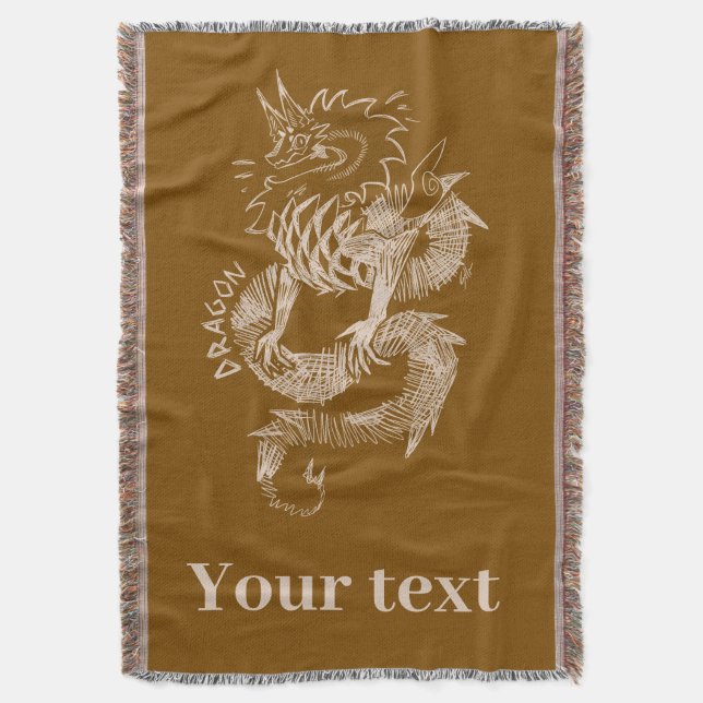 Dragon sketch throw blanket (Front Vertical)