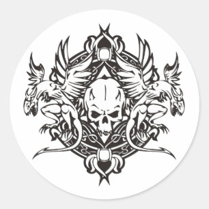 Dragon Skull Classic Round Sticker