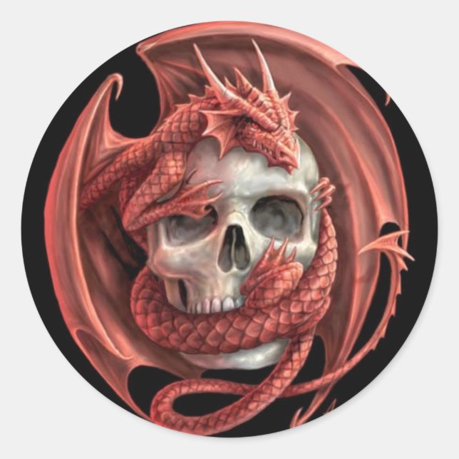 Dragon Skull Classic Round Sticker (Front)