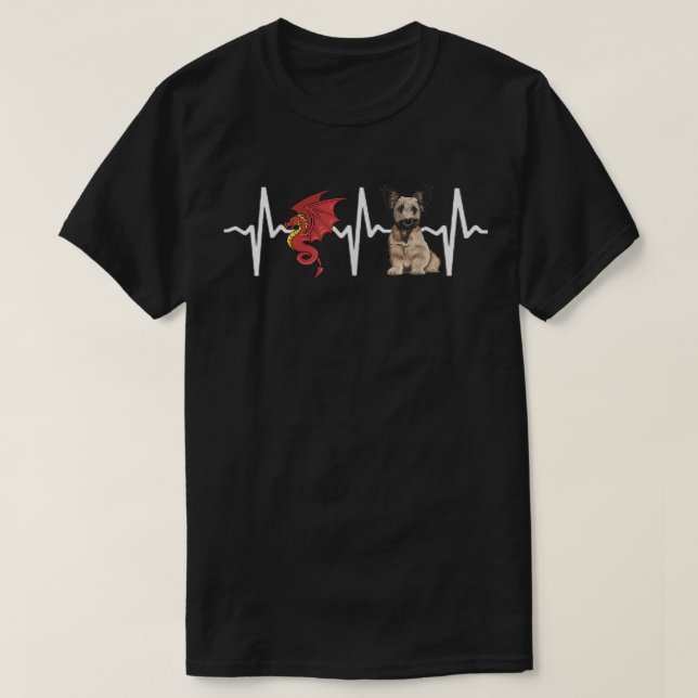 Dragon Skye Terrier Heartbeat Dog Lover  T-Shirt (Design Front)
